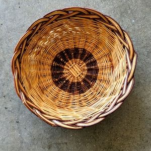 Cute small woven wicker basket two toned